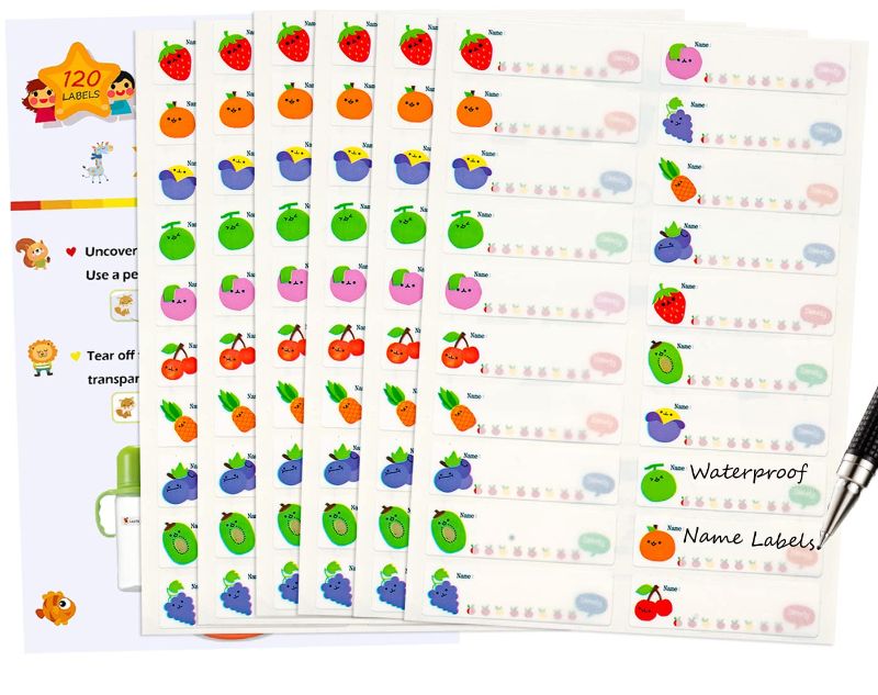 Photo 1 of **SET OF 3**
Baby Bottle Labels for Daycare, Kids Name Labels for School Waterproof, Daycare Labels for Bottles, Self-Laminating Write-On Waterproof Dishwasher Safe Self-Adhesive Label Stickers (Fruit-120pcs)
