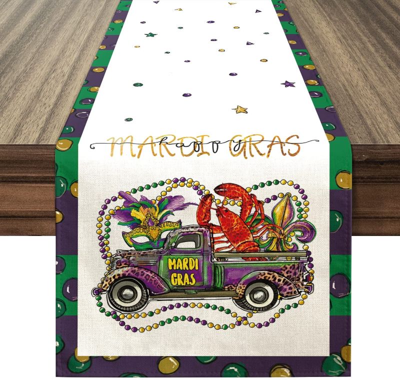 Photo 1 of **SET OF 2**
Siilues Mardi Gras Decorations, Mardi Gras Table Runner Crawfish Truck Seasonal Anniversary Festival Mardi Gras Table Decorations for Indoor Outdoor Party Dining Decor (13" x 72")
