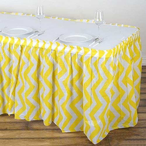 Photo 1 of **SET OF 2**
Wedding Venue Shop Chevron Plastic Table Skirts - 14 FT Pack of 1, Yellow/White
