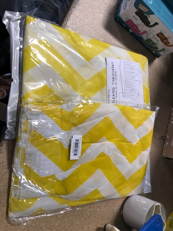 Photo 2 of **SET OF 2**
Wedding Venue Shop Chevron Plastic Table Skirts - 14 FT Pack of 1, Yellow/White
