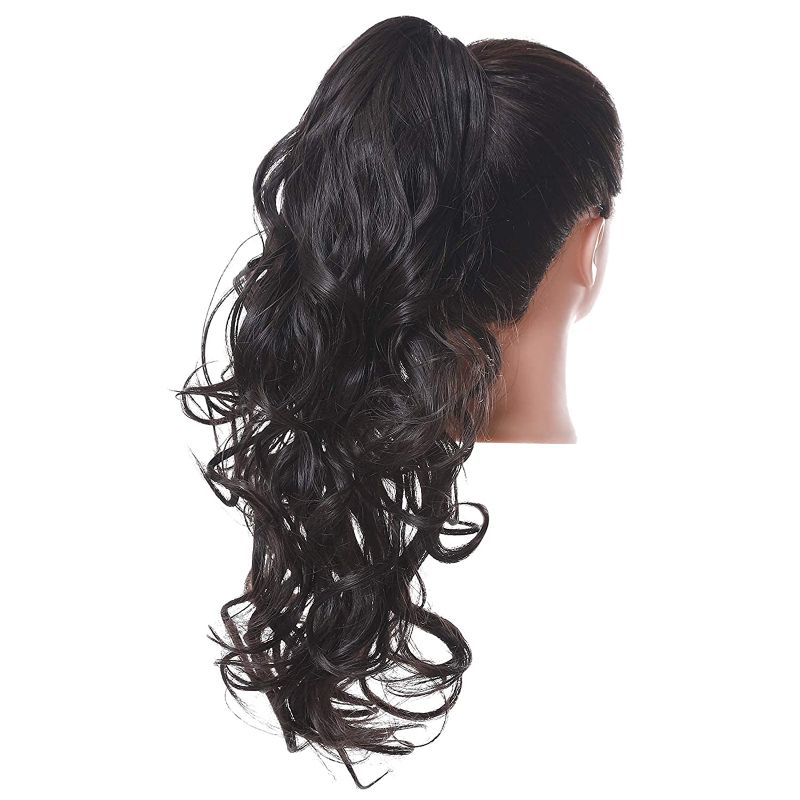 Photo 1 of **SET OF 2**
VeryPop Clip in Ponytail Hair Extension Claw Curly Wavy 24 Inch Jaw Ponytails Long Pony Tails Synthetic Hairpiece for Women - Black Brown 4#
