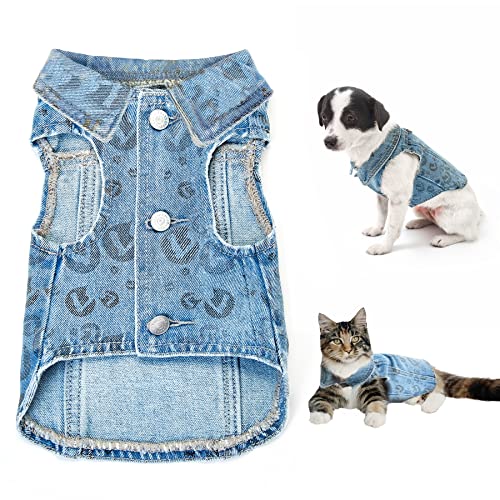 Photo 1 of **SET OF 3**
Thankspaw Dog Jean Jacket Dog Blue Outfits Denim Vest Coat T-Shirt Cute and Cool Apparel Machine Washable Puppy Clothes for Small Medium Dogs Pets and Cats (Large)
