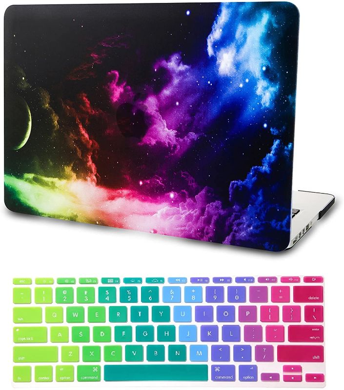 Photo 1 of KECC Compatible with MacBook Air 13 inch Case 2020 2019 2018 Release A1932 Retina Display + Touch ID Protective Plastic Hard Shell + Keyboard Cover (Colorful Space)
