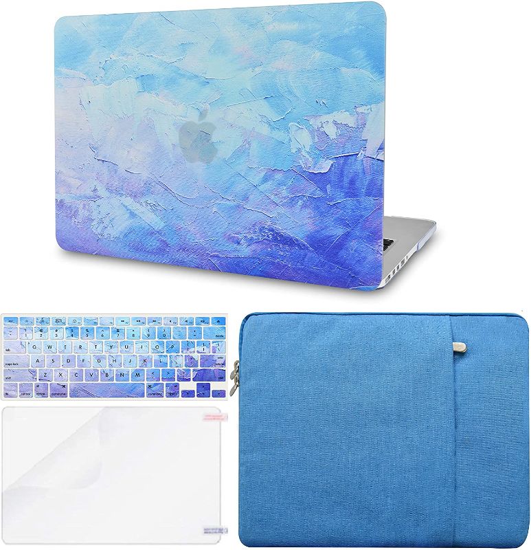 Photo 1 of KECC Compatible with MacBook Pro 13 inch Case 2020 2021 2022 Touch Bar A2338 M1 A2289 A2251 Plastic Hard Shell + Keyboard Cover + Sleeve + Screen Protector (Blue - Water Paint 2)
