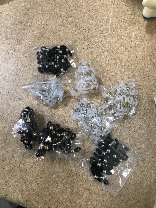 Photo 2 of ****SET OF 2**
200 Pieces of Glasses Chain end Adjustable Non-Slip Rubber end Connector Spring Silicone end Connector for Glasses Frame Necklace Chain Strap
