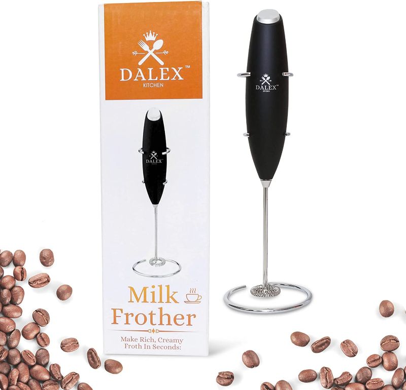 Photo 1 of **SET OF 2**
Dalex Kitchen Milk Frother - Handheld Foam Maker for Latte, Cappuccino, Frappe, Matcha, Hot Chocolate - Electric Mini Mixer with Powerful Motor for Fluffy Froth - Compact, Battery-Operated Whisker
