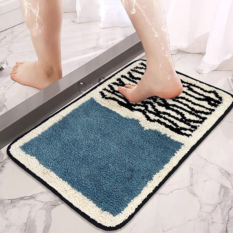 Photo 1 of **SET OF 2**
vikimland Bath Mat Bathroom Rug, 16”x 24”, Absorbent Ultra Soft Bath Rug, Machine Washable Non Slip Indoor Door mat for Tub, Toilet, Pool, Sink, Indoor entryway,Blue(c101bathmat01)
