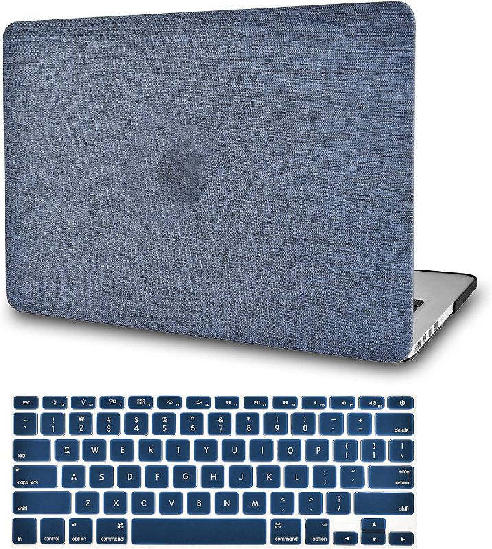 Photo 1 of KECC Compatible with MacBook Air 13 inch Case 2020 2019 2018 Release A1932 Retina Display + Touch ID Protective Plastic Hard Shell + Keyboard Cover (Navy Fabric)
