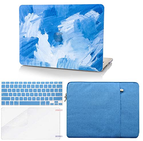 Photo 1 of KECC Compatible with MacBook Pro 13 inch Case A2338 M1 A2289 A2251 Touch Bar Plastic Hard Shell + Keyboard Cover + Sleeve + Screen Protector (Blue Water Paint)