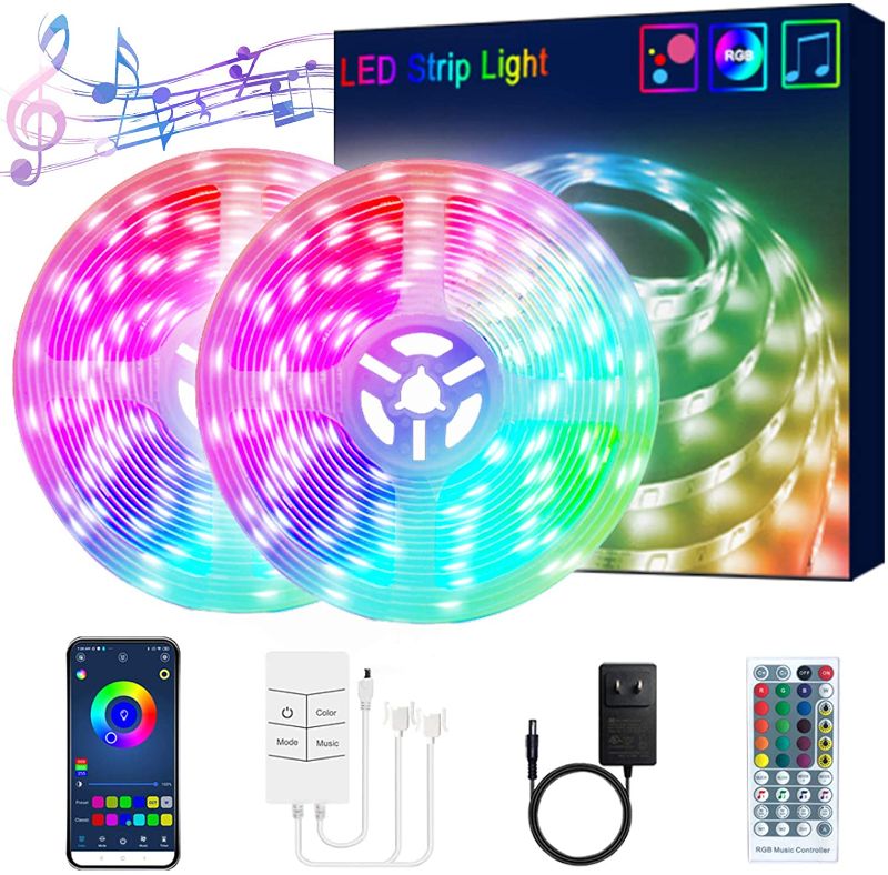 Photo 1 of 65.6ft LED Strip Lights, RGB LED Light Strips, Music Sync RGB Lights String Lights, APP Controller 5050 Color Changing Strip Lighting, LED Lights for Bedroom, Home Decor, Bedroom Decor, Home Party
