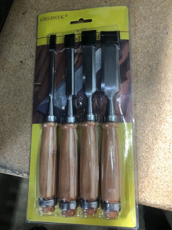 Photo 1 of 4PCS Wood Chisel Tool Sets Sturdy Chrome Vanadium Steel Chisel, 1/4 inch,1/2 inch,3/4 inch,1 inch
