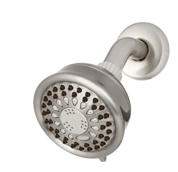 Photo 1 of 5-Spray 3.8 in. Single Wall Mount Low Flow Fixed Shower Head in Brushed Nickel
