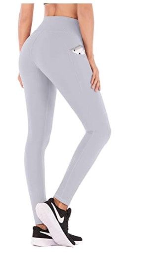 Photo 1 of High Waist Yoga Pants with Pockets, Tummy Control, Workout Pants for Women 4 Way Stretch Yoga Leggings with Pockets (Large)
