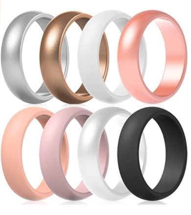 Photo 1 of **SET OF 2**
ThunderFit Silicone Wedding Bands for Women, Dome - 5.5mm Wide - 2mm Thick (SIZE 7.5-8)
