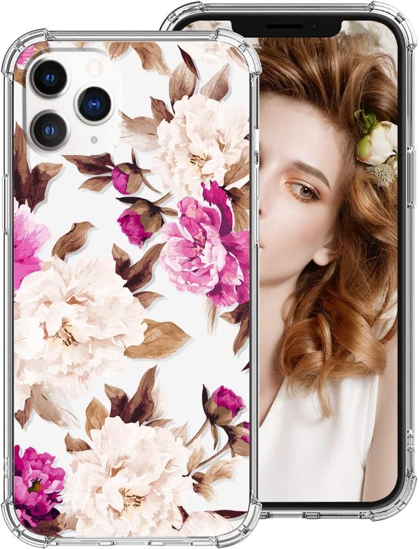 Photo 1 of **SET OF 2**
iDLike for iPhone 12 Pro Max Case for Women Girls,Clear Floral Flower Cute Design Hard Plastic Back + Soft TPU Bumper Protective Shockproof Phone Case Cover for iPhone 12 Pro Max 6.7,Brown/Carnation
