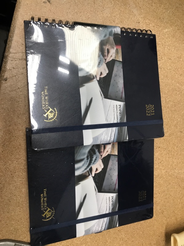 Photo 2 of **SET OF 2**
Academic Planner 2021-2022 with Hourly Schedule & Vertical Weekly Layout - Agenda August 2021 - August 2022 with Monthly Calendar, Note & Contact Pages, Hardcover, 8.5" x 10.5", Navy Blue
