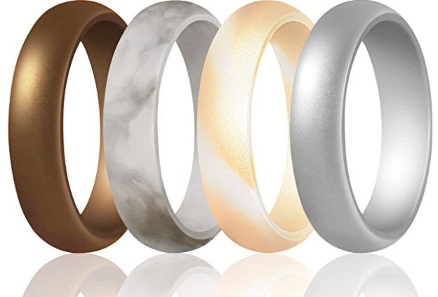 Photo 1 of **SET OF 2**
ThunderFit Women’s Silicone Wedding Ring - Rubber Wedding Band - 5.5mm Wide, 2mm Thick (SIZE 5)
