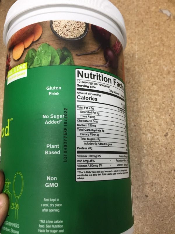 Photo 1 of EXP:10/2022 **SOLD AS IS, NON-REFUNDABLE**
Amazing Grass Protein Superfood: Vegan Protein Powder, All in One Nutrition Shake, Unflavored, 12 Servings (Old Version)