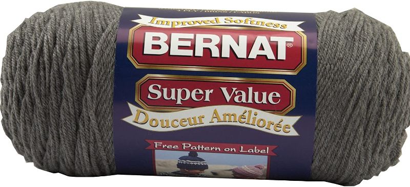 Photo 1 of **SET OF 2**
Bernat Super Value Yarn, 7 oz, Gauge 4 Medium Worsted, True Grey
