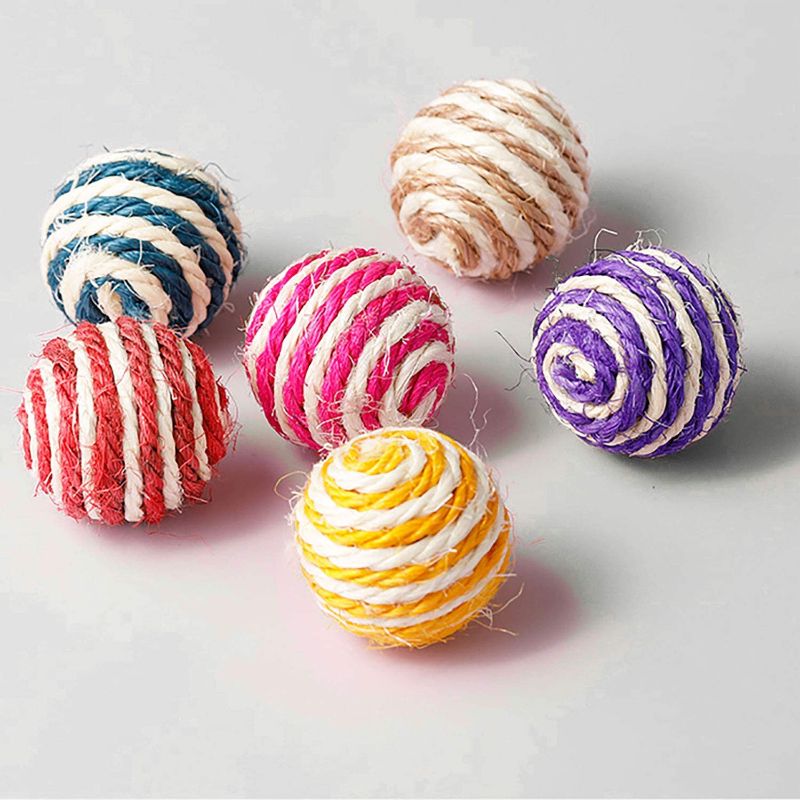 Photo 1 of **SET OF 2**
6 Pcs Cat Toy Ball Sounding Sisal Ball Interactive Cat Ball Cat Rolling Ball Random Color Scratch Cat Toy (Two Size: 2.16",1.5")
