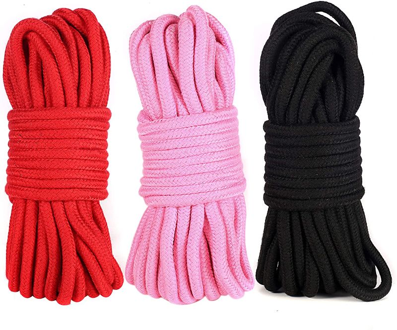 Photo 1 of **SET OF 3**
33 Feet Soft Cotton Rope Craft Supplies Soft Rope Multipurpose Use Soft Rope 10m Durable and Strong All Purpose Twine Cord Rope String Thread Shiny Cord (red Pink Black)
