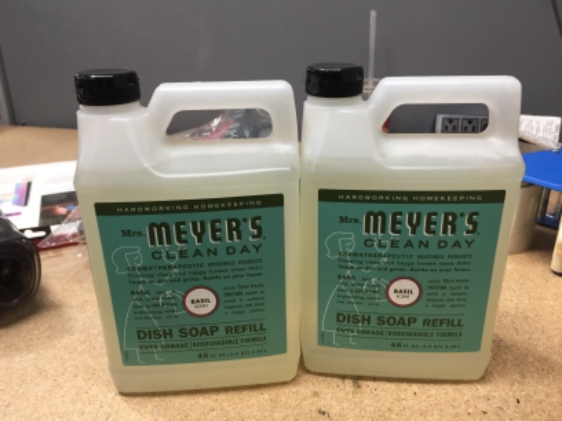 Photo 1 of **SET OF 2**
Mrs. Meyer's Dishwashing Liquid Dish Soap Refill, Cruelty Free Formula, Basil Scent, 48 oz
