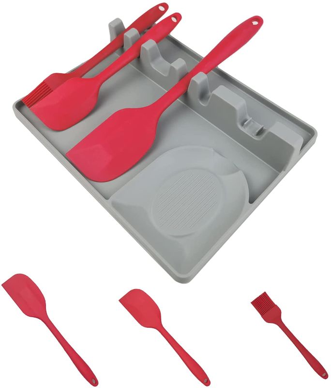 Photo 1 of **SET OF 2**
Silicone spoon holder, stove spoon holder, kitchen countertop spoon holder 4-piece set, with oil brush, large spatula and small spatula, Halloween Picnic, Christmas Gifts.
