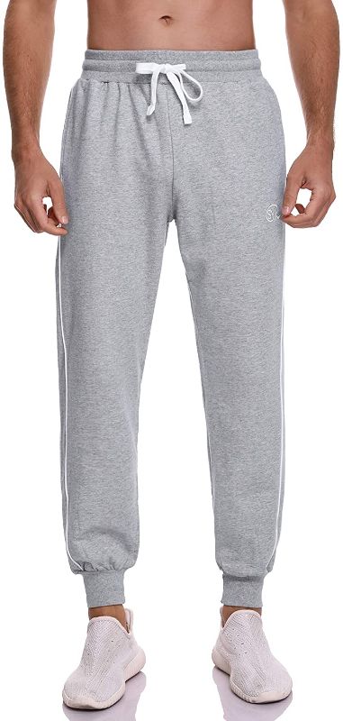 Photo 1 of Sykooria Men's Athletic Running Sport Jogger Pants Drawstring Sweatpants with Pockets (Grey, Large)
