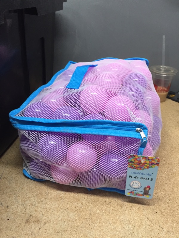 Photo 2 of Lightaling 100pcs Pink & Purple Ocean Balls & Pit Balls Soft Plastic Phthalate & BPA Free Crush Proof - Reusable and Durable Storage Mesh Bag with Zipper
