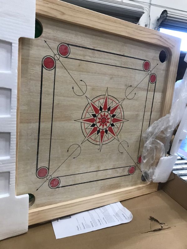 Photo 2 of 80-CROK Carrom Board Game Classic Strike & Pocket Table Game with Cue Sticks