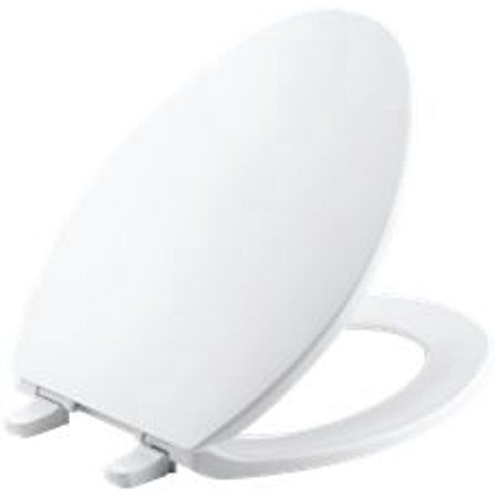 Photo 1 of (BROWN) Kohler Brevia Elongated Toilet Seat with Quick-Release Hinges, White
