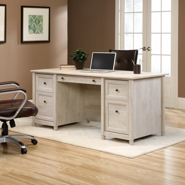 Photo 1 of ***INCOMPLETE, BOX 2 OF 2*** Sauder Edge Water Executive Desk, Chalked Chestnut Finish
