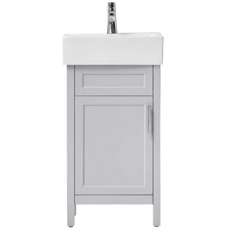 Photo 1 of ****MISSING GLASS SINK*** Home Decorators Collection Arvesen 18 in. W X 12 in. D Vanity in Dove Grey with Ceramic Vanity Top in White with White Sink
