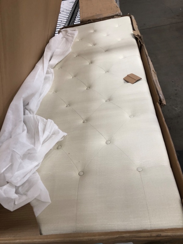 Photo 2 of ***INCOMPLETE, BOX 1 OF 2, HEADBOARD ONLY*** Life Home Premiere Classics Cloth Light Beige Cream Linen 51" Tall Headboard Platform Bed with Slats King -