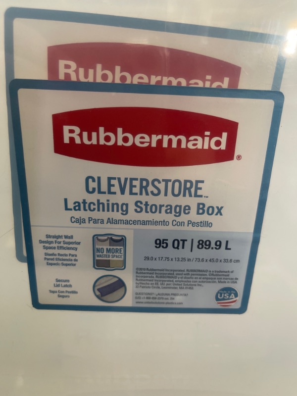 Photo 3 of ***2 BOXES ARE MISSING ONE HANDLE , LIDS DAMAGED*** Cleverstore 95-Qt. Latching Plastic Storage Container and Lid in Clear
