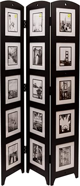 Photo 1 of (DAMAGED SIDES:see photos) 
kieragrace Providence Photo 3-Panel Room Divider, 33" x 64.5", Holds 15-5" x 7", Wood
