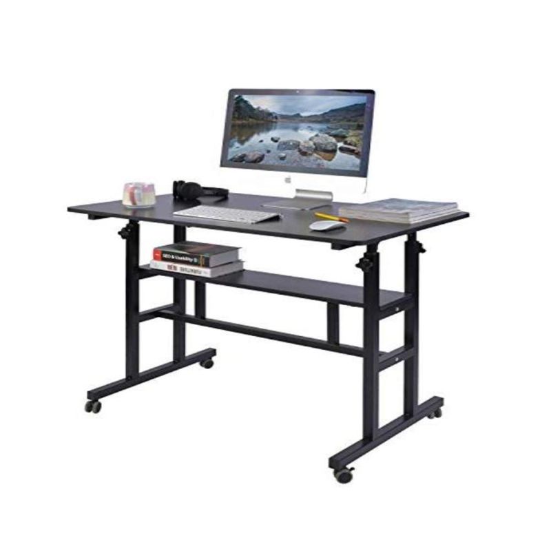 Photo 1 of AIZ Mobile Standing Desk, Adjustable Computer Desk Rolling Laptop Cart on Wheels Home Office Computer Workstation, Portable Laptop Stand for Small Spaces Tall Table for Standing or Sitting, Black 39.4" x 23.6"
