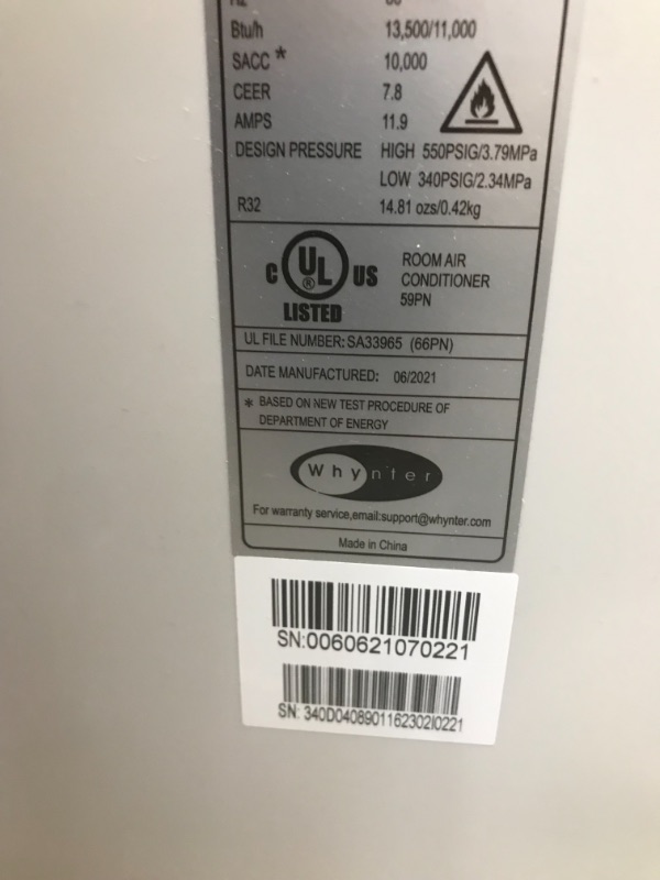 Photo 5 of Whynter ARC-148MHP 14,000 BTU and Heater, Dehumidifier, Fan with Activated Carbon and SilverShield Filter Plus Auto Pump for Rooms up to 450 sq ft