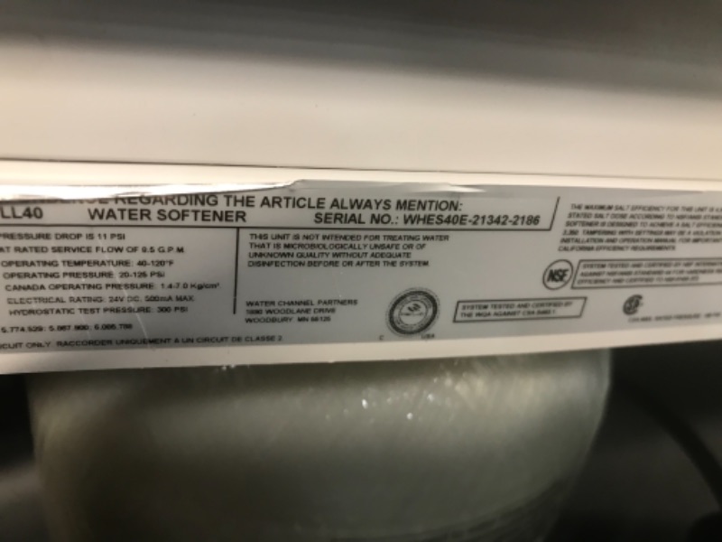 Photo 4 of Whirlpool WHES40E 40,000 Grain Softener | Salt & Water Saving Technology | NSF Certified | Automatic Whole House Soft Water Regeneration, White