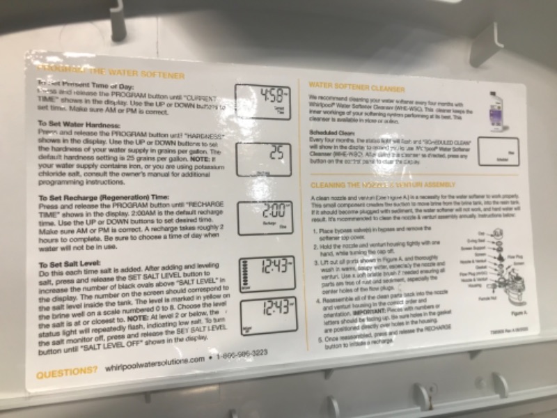 Photo 5 of Whirlpool WHES40E 40,000 Grain Softener | Salt & Water Saving Technology | NSF Certified | Automatic Whole House Soft Water Regeneration, White