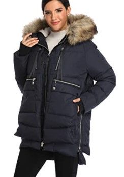 Photo 1 of Emperor Goose Women's Down Jacket Hooded Colorblock Puffer Parka Winter Down Coat 3XL