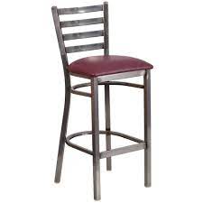 Photo 1 of 31 in. Burgundy and Clear Steel Cushioned Bar Stool
