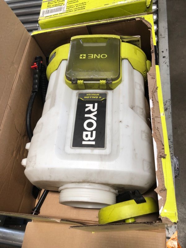 Photo 2 of ***DIRTY*** RYOBI ONE+ 18V Cordless Battery 4 Gal. Backpack Chemical Sprayer with 2.0 Ah Battery and Charger
