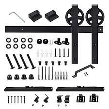 Photo 1 of ReliaBilt 78-in Matte Black Interior I-strap Barn Door Kit
