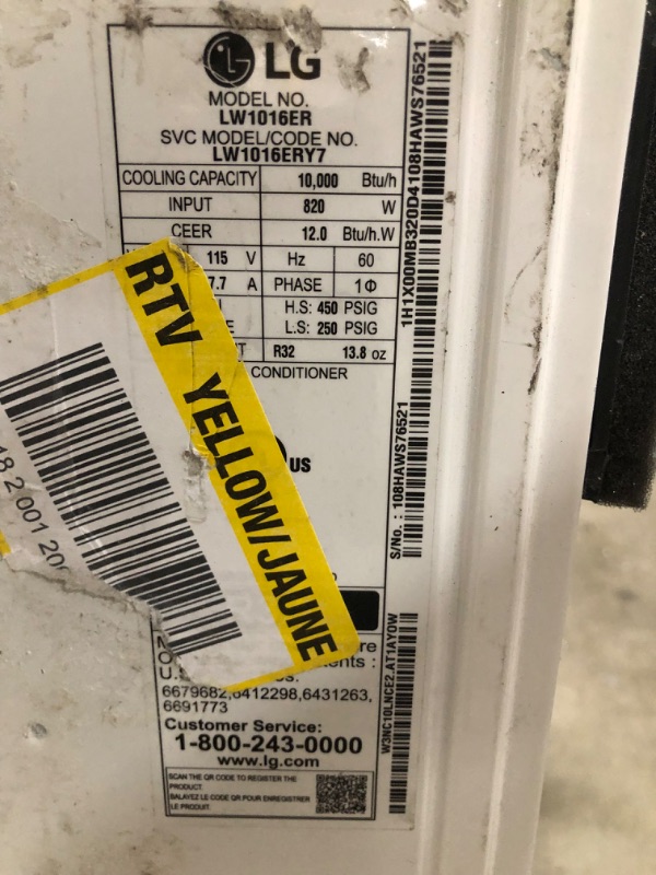 Photo 4 of ***DAMAGED****LG 8000 BTU Window Air Conditioner - Cooler - 2344.57 W Cooling Capacity - 340 Sq. Ft. Coverage - Dehumidifier -  Energy Star - White
