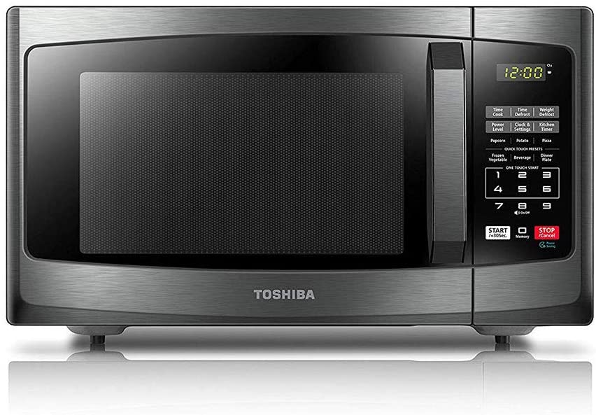 Photo 1 of ***does not power on needs repair ***Toshiba EM925A5A-BS Microwave Oven with Sound On/Off ECO Mode and LED Lighting, 0.9 Cu Ft/900W, Black Stainless Steel
