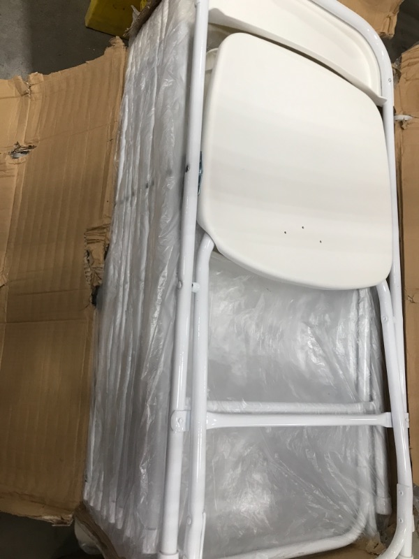 Photo 2 of **LIGHT WARE FROM SHIPPING** (10-Pack) Flash Furniture HERCULES Series 500 Lb Capacity Premium Plastic Folding Chair, White
