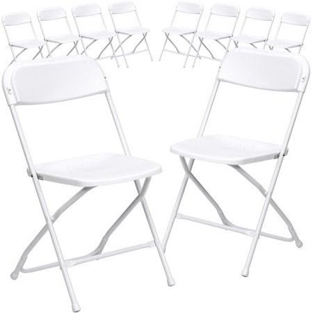 Photo 1 of **LIGHT WARE FROM SHIPPING** (10-Pack) Flash Furniture HERCULES Series 500 Lb Capacity Premium Plastic Folding Chair, White

