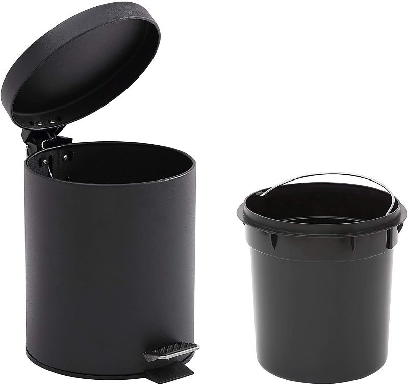 Photo 1 of (DENTED LOWER FRONT; DAMAGED STEP)
Addison Home 1.3 Gallon / 5 Liter, Steel Step Trash Can with Removable Inner Bucket, Black
