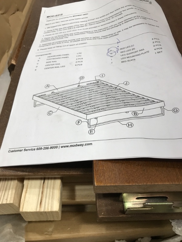 Photo 2 of **MISSING PARTS** Modway Billie Wood King Platform Bed Frame in Walnut
